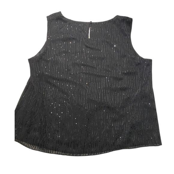 TALBOTS Women Silk Sleeveless Top Embroidered Sequined Black 16W Petite - Picture 4 of 7
